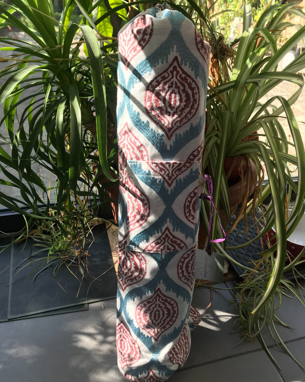 Modern designer print yoga mat bag upright