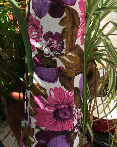 Purple floral yoga mat bag  close up