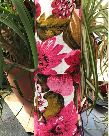 Pink Floral Yoga Mat Bag Close up