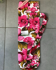 Pink Floral Yoga Mat Bag flat lie