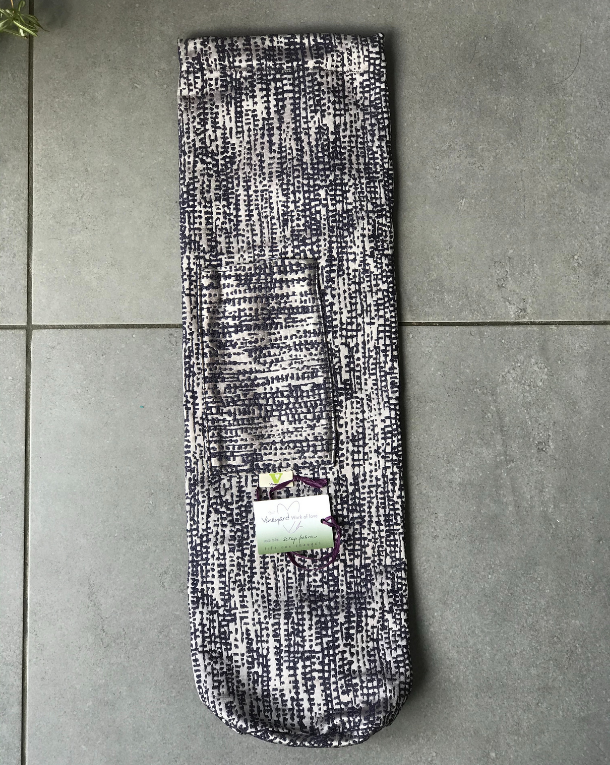 Luxurious brocade yoga mat bag flat lie