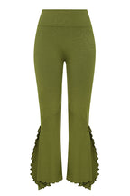 ILU Go with the Flow Leggings front view. High waisted, seamless, flared, lower leg split 