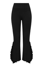 ILU Go with the Flow Leggings front view. High waisted, seamless, flared, lower leg split 