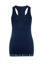 Motivate Me Vest front detail showing seamless construction and navy fabric — ILU Fitwear