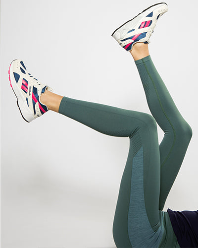 motivate me leggings green on model legs
